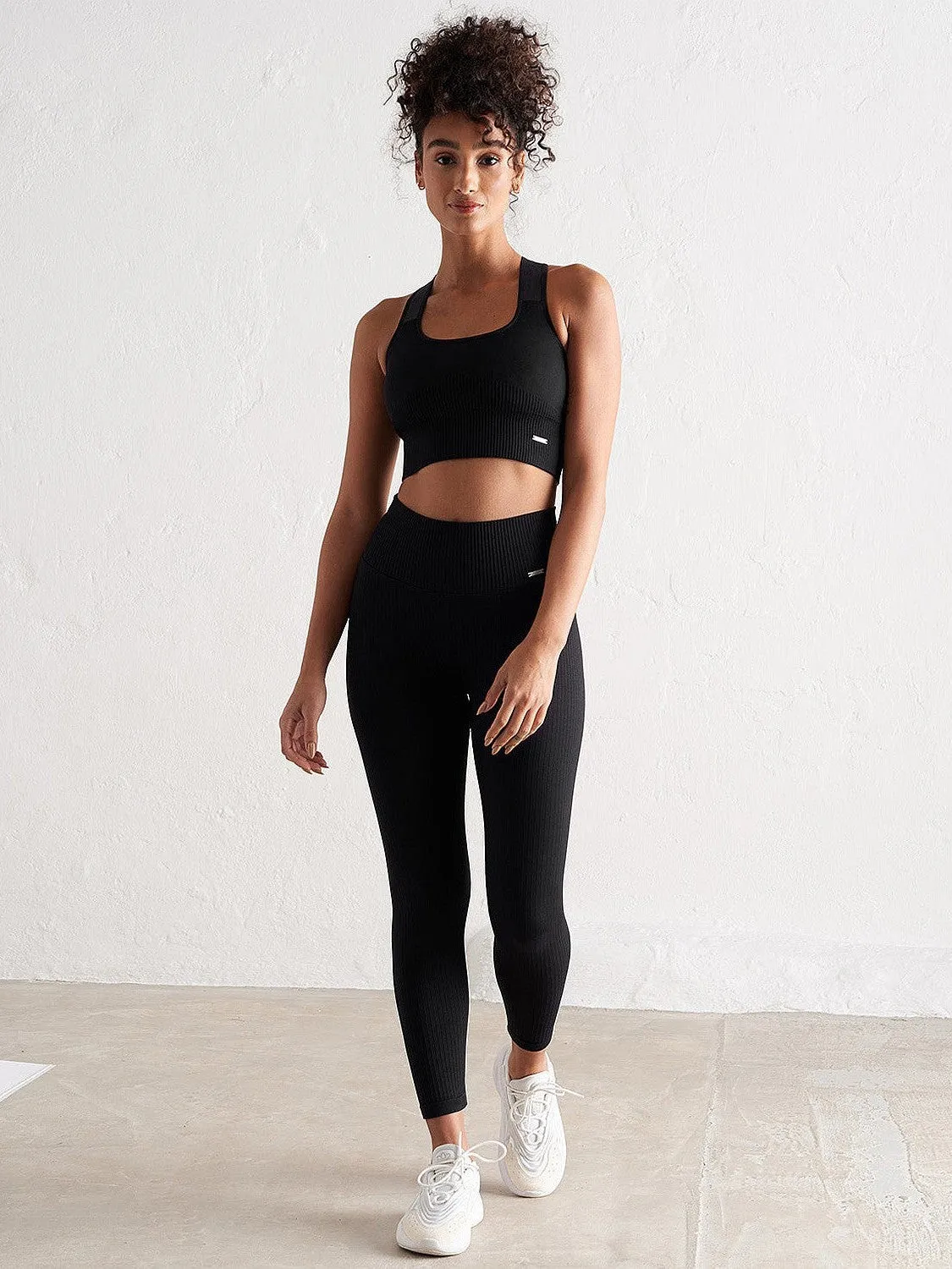 All-Day Fit Black High Support Ribbed Bra
