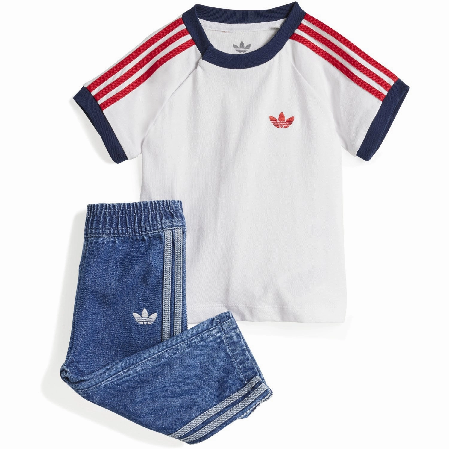adidas Originals Medium Blue Denim/White Denim Tee Set Reflective Trims Vibration Dampening Tech