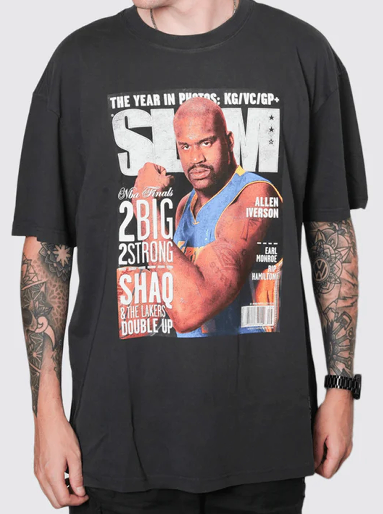 Smooth Flatlock Stitching Printed Logo Slam Tee Lakers Shaquille O'Neal Tee