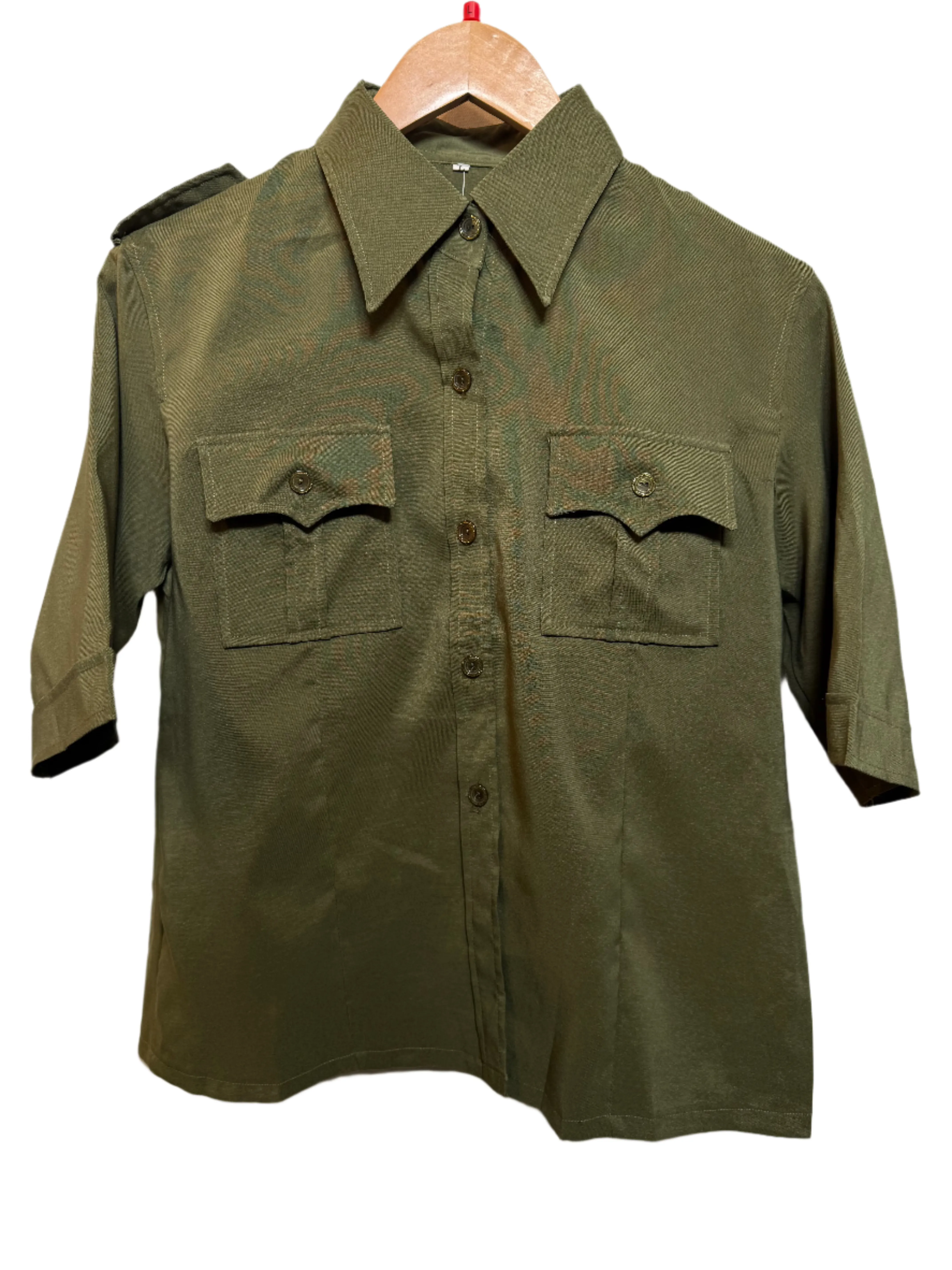 Green Women's Blouse (Size S) Hypoallergenic Lining Fitted Silhouette