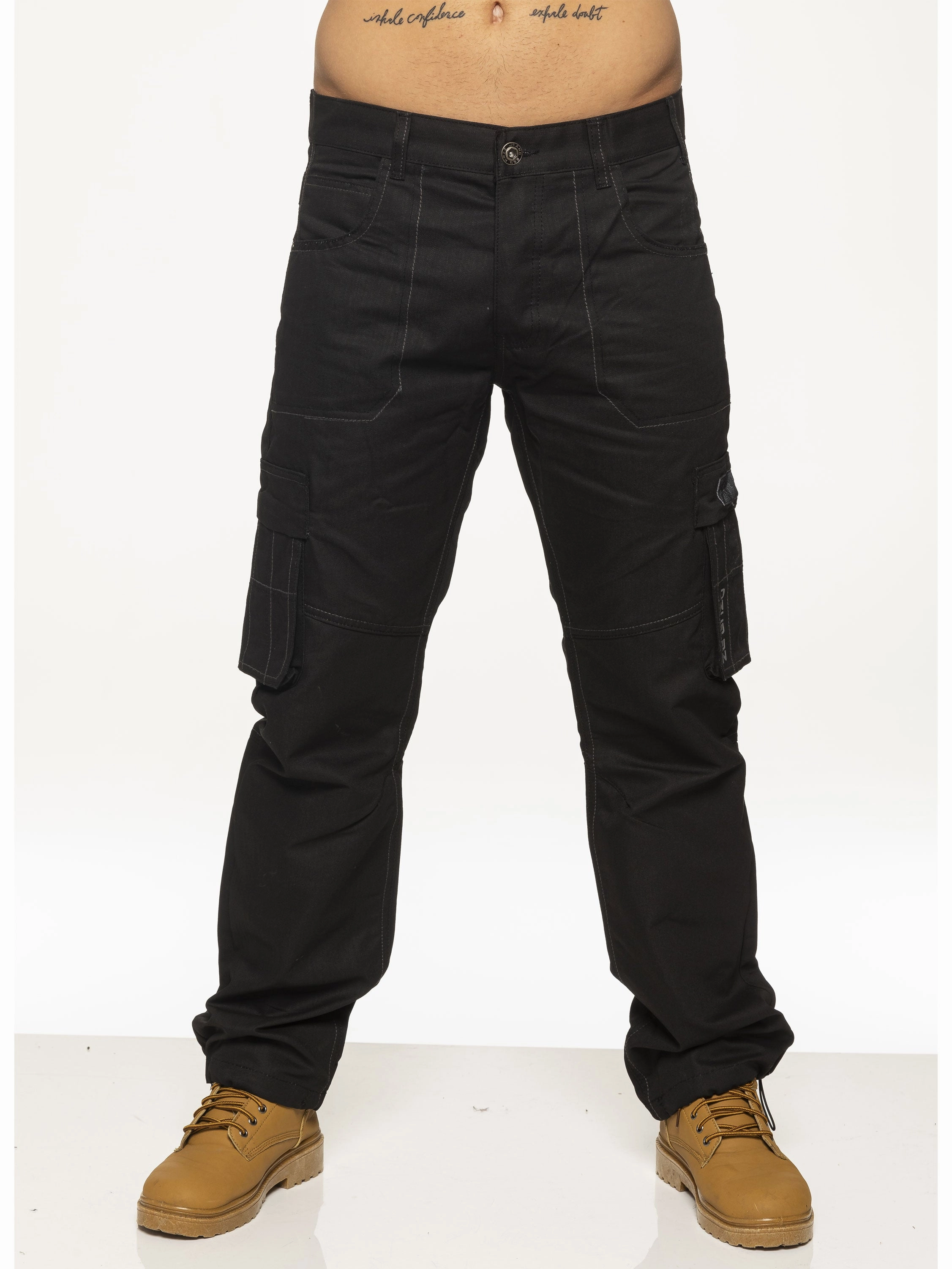 Mens Black Combat Denim Jeans | Enzo Designer Menswear Minimalist Design Quick Match