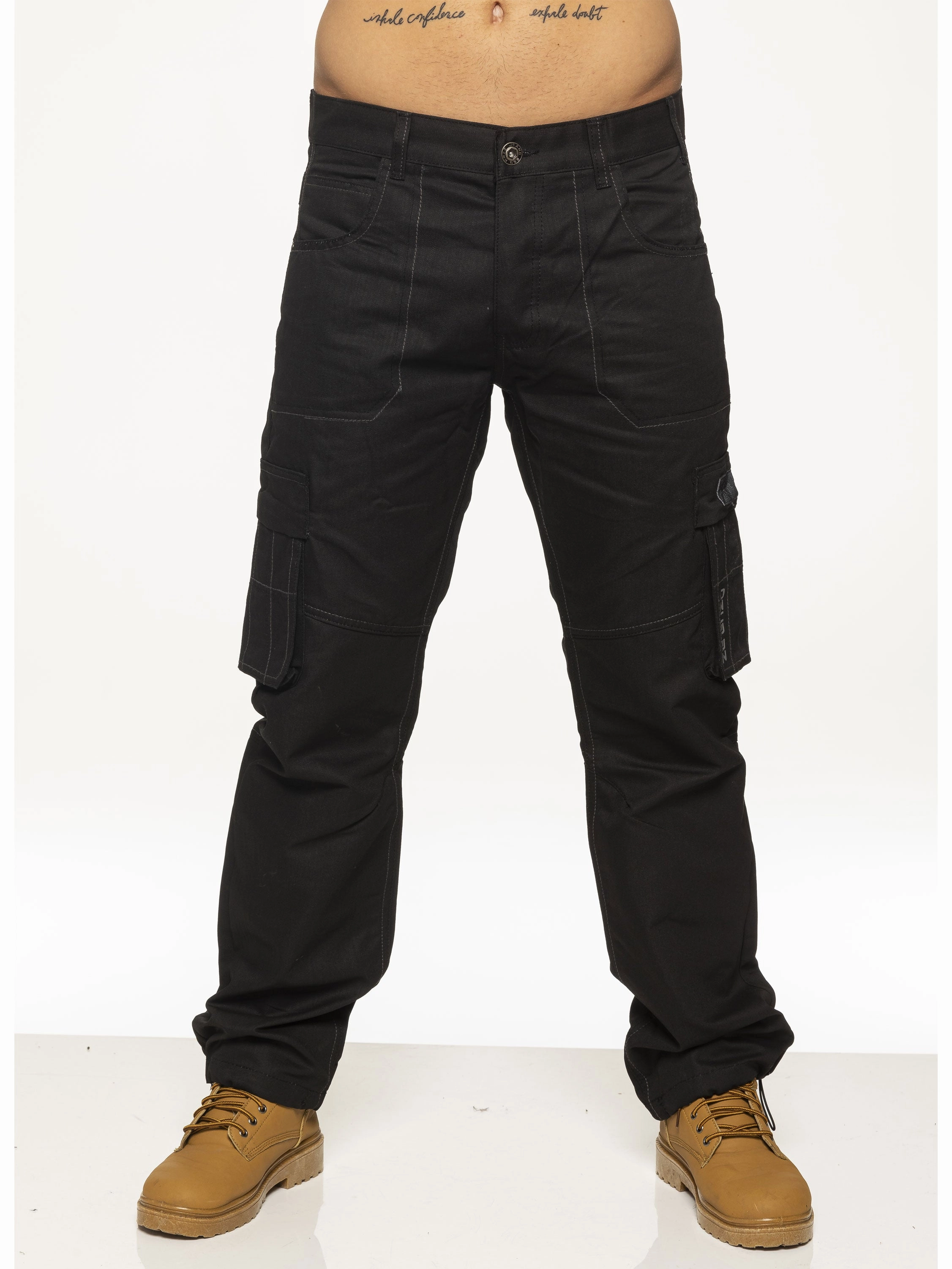 Plain Favorite Mens Black Combat Denim Jeans | Enzo Designer Menswear