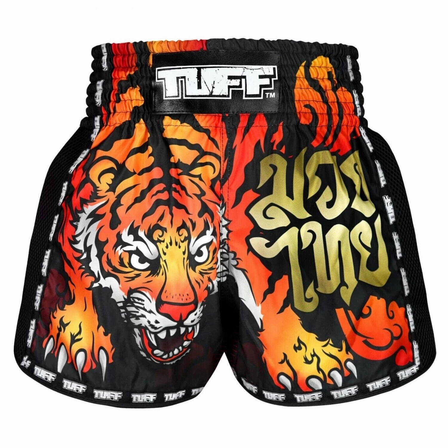 TUFF Muay Thai Shorts Black Furious Tiger MSC125 Clean Aesthetic