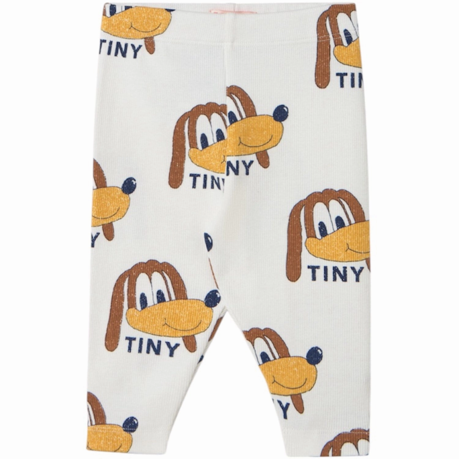 TinyCottons Off-White Dogs Rib Baby Leggings Elastic waist No Compression