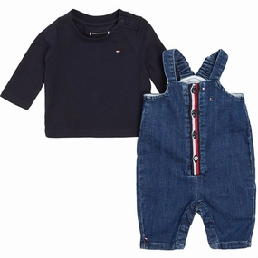 SecureClosureSystem Reinforced Knees Tommy Hilfiger Baby Dungaree Set Desert Sky