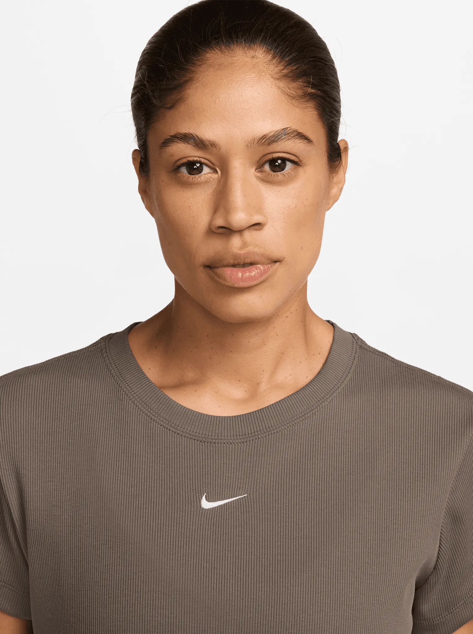 Sportswear Rib Jersey Short Sleeve Top Microfiber texture