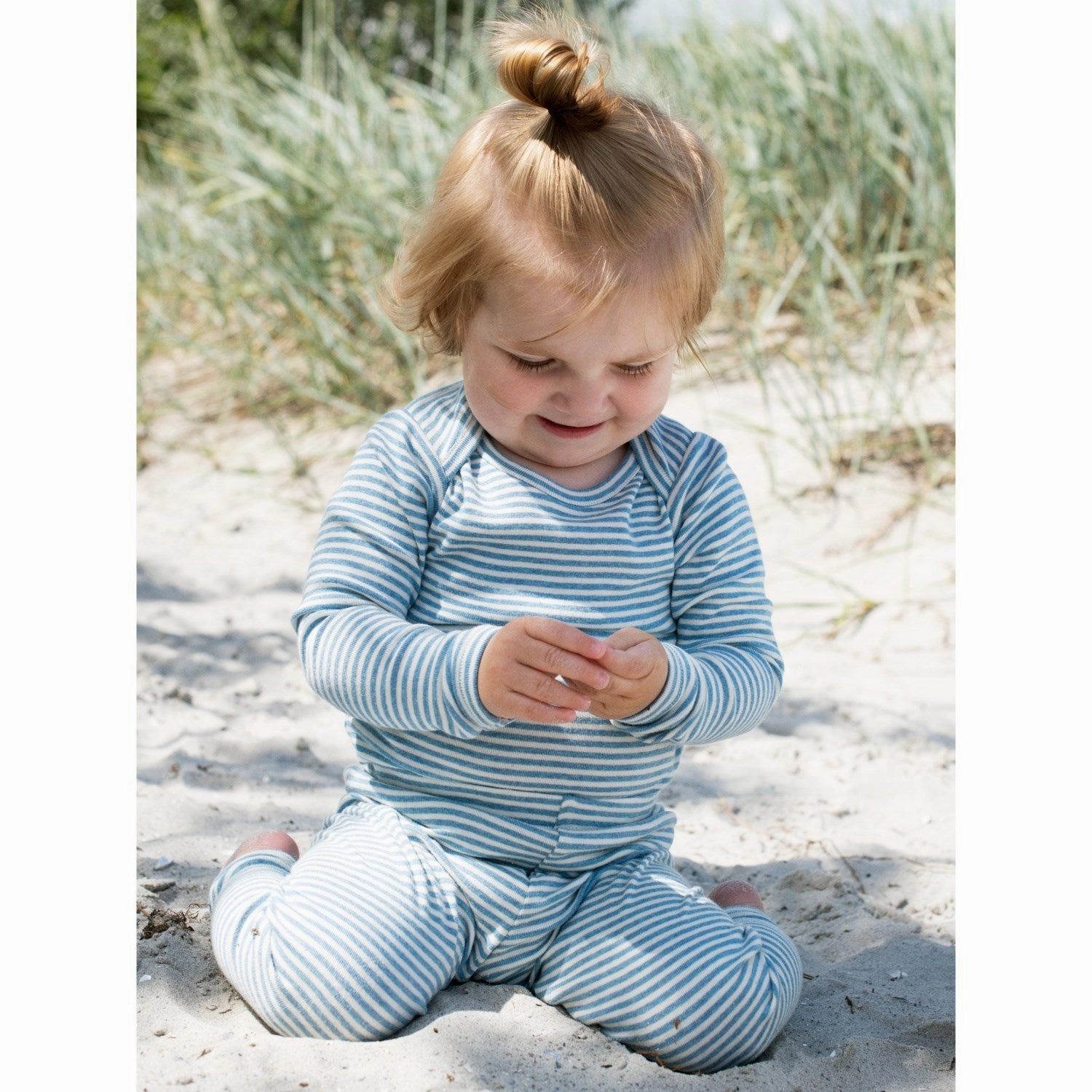 Serendipity Azur/Ecru Baby Leggings Stripe Extra Soft Minimalist Style