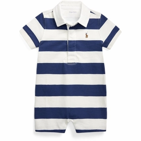 Bold Charming Ralph Lauren Baby Light Navy Mult Rugby Shortall