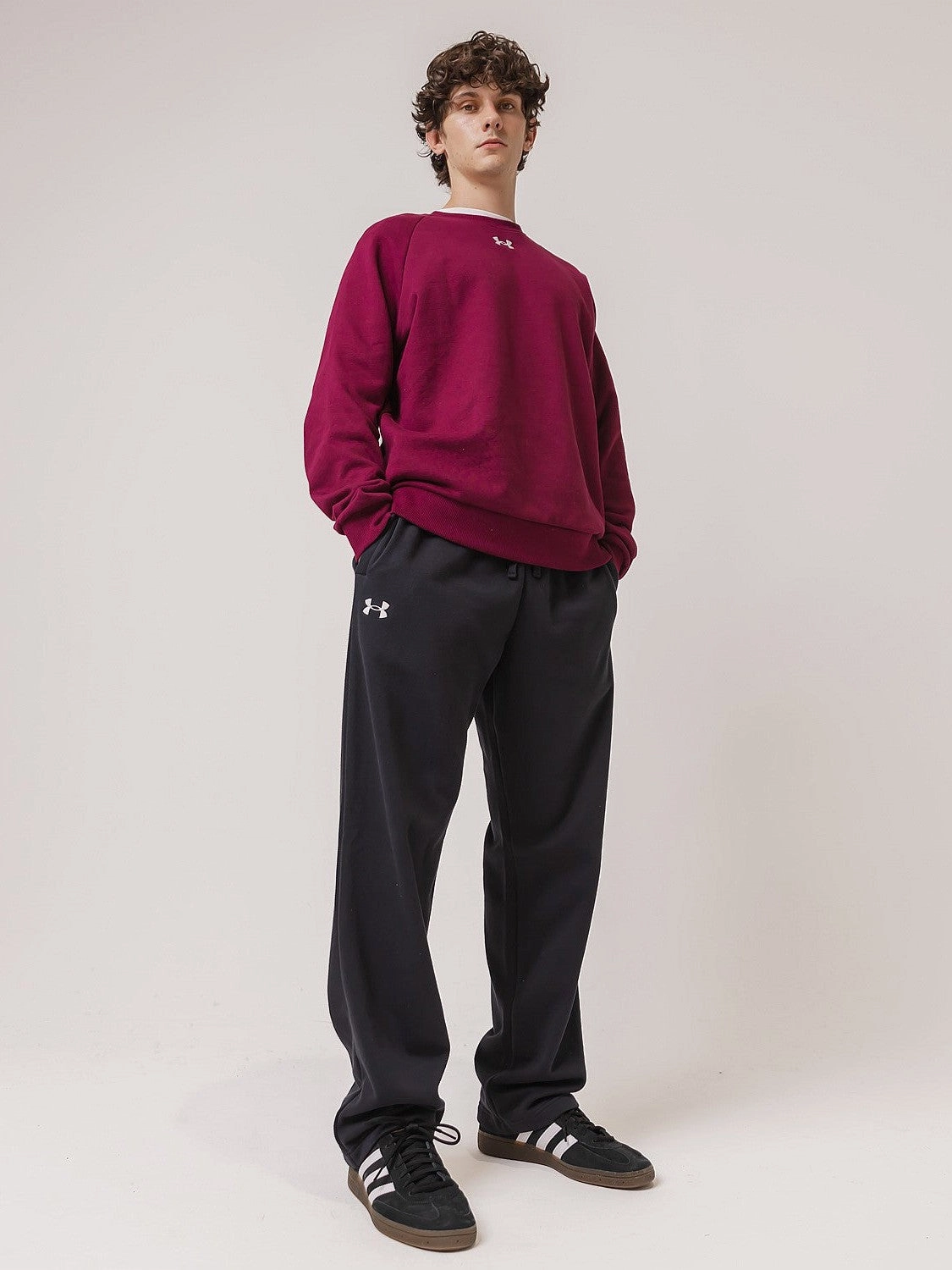 Youthful Appeal Rib Knit Hem Rival Fleece Crew