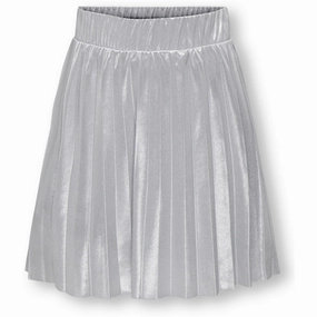 Key Feature Celebrity Style Kids ONLY Silver Metallic Hailey Pleated Skirt
