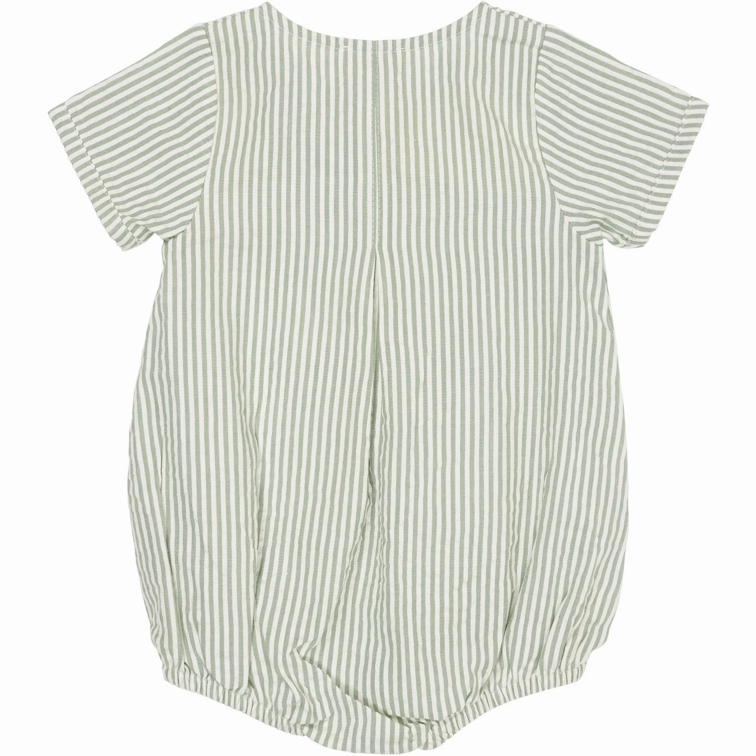 Sport Unisex Travel Street COPENHAGEN COLORS Green W Cream Stripe Seersucker Romper W. Sleeves