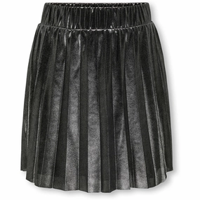 Crisscross Details Side Pockets Kids ONLY Black Metallic Hailey Pleated Skirt
