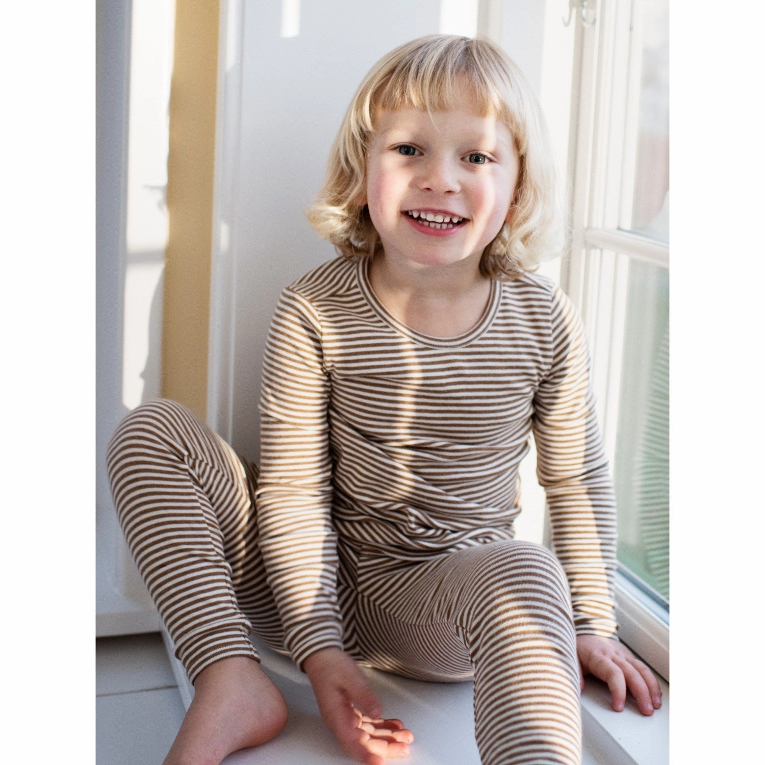 Serendipity Almond/Offwhite Leggings Stripe Chic And Relaxed Performance Comfort
