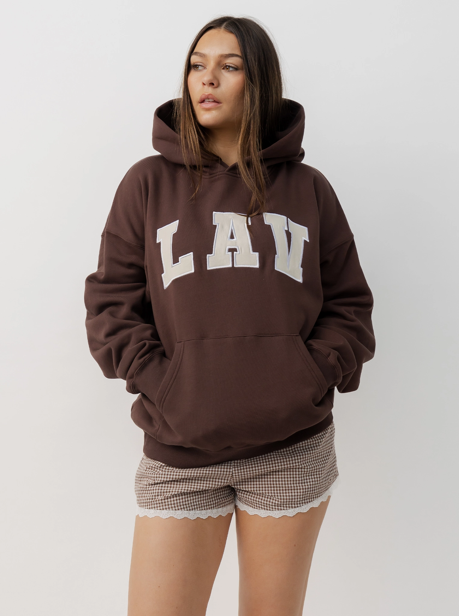 Applique Hoodie Quilted Panels Flatlock Seam Finish