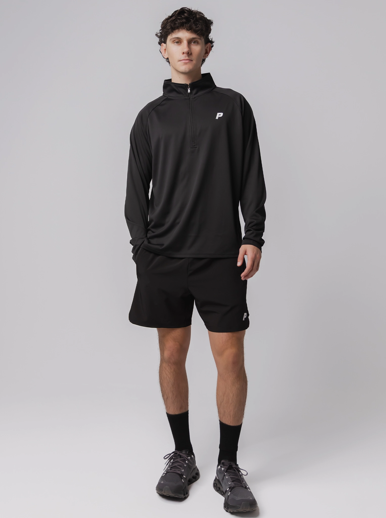 Spring Wear Cozy Style 1/4 Zip Performance Long Sleeve In Black