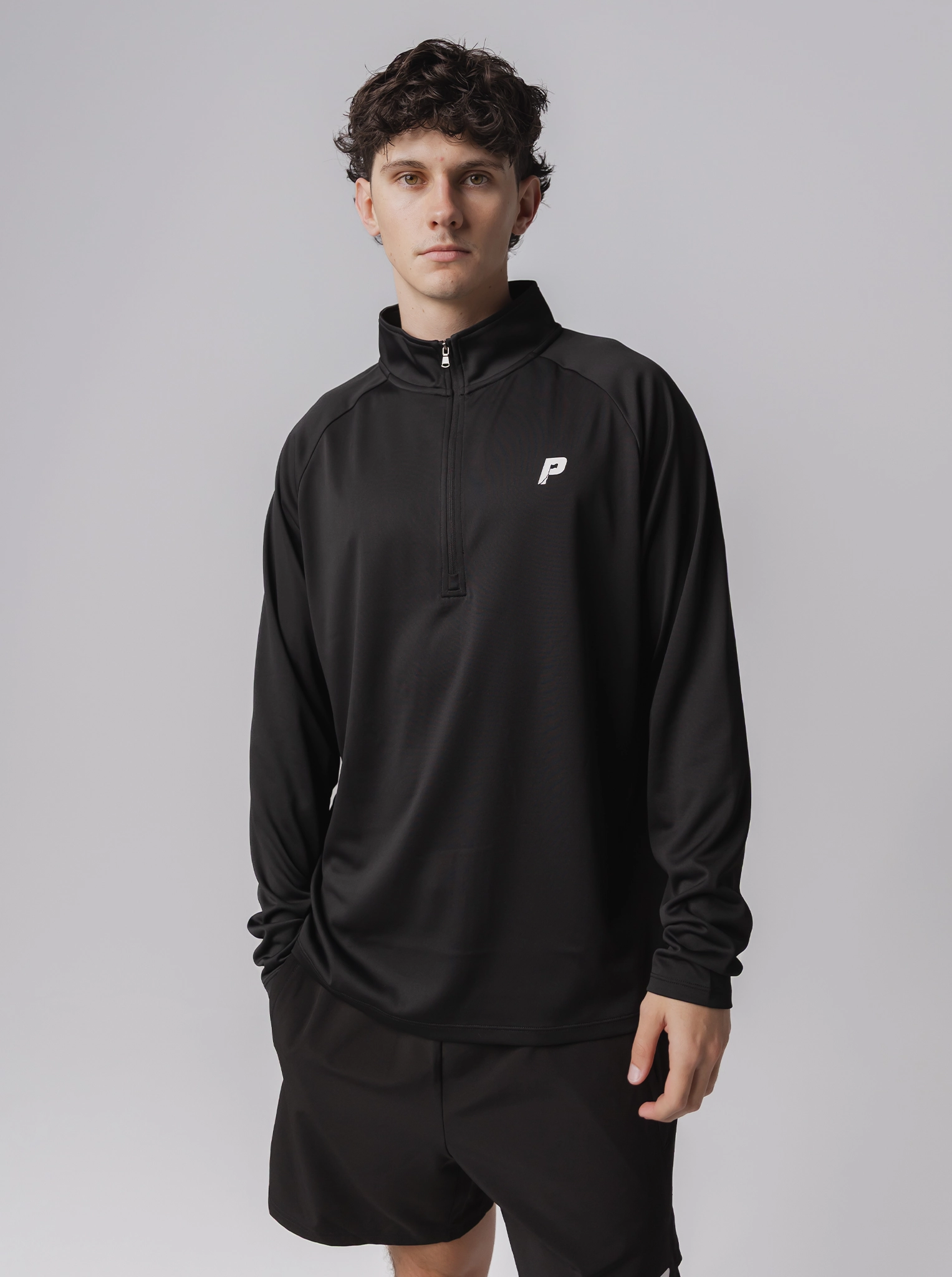 Soft and Stylish 1/4 Zip Performance Long Sleeve In Black