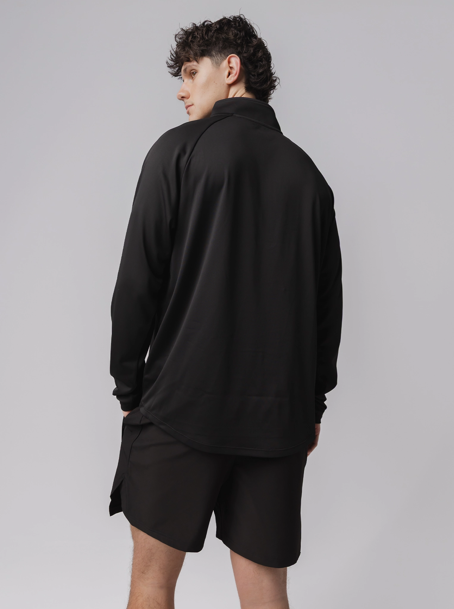 Temperature Control Fabric 1/4 Zip Performance Long Sleeve In Black