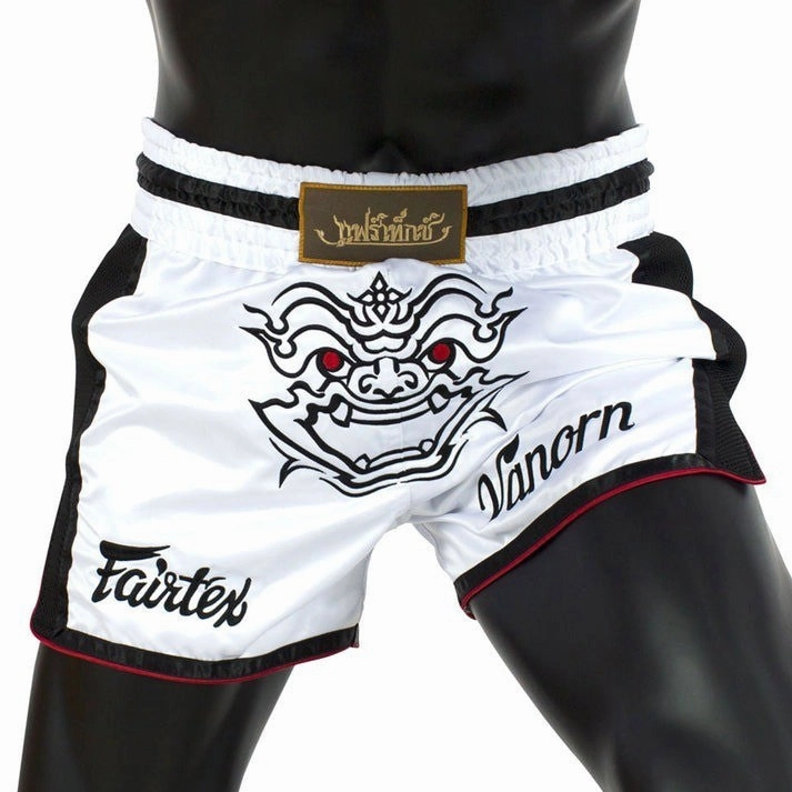 Weekend Ready MoistureWickingLining Fairtex Slim Fit Muay Thai Shorts Vanorn BS1712 White