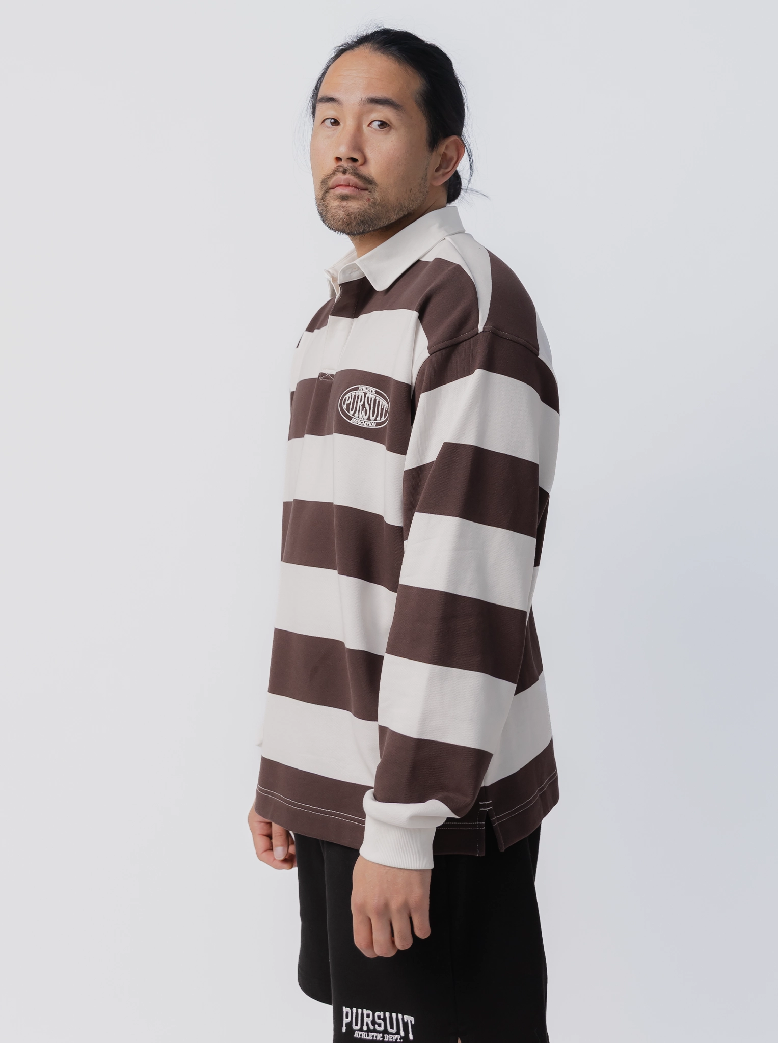wrinkle free Affordable Striped Rugby Jersey in Umber & White