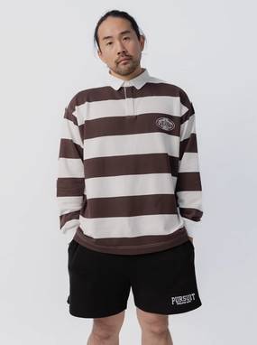 Striped Rugby Jersey in Umber & White Black bear like