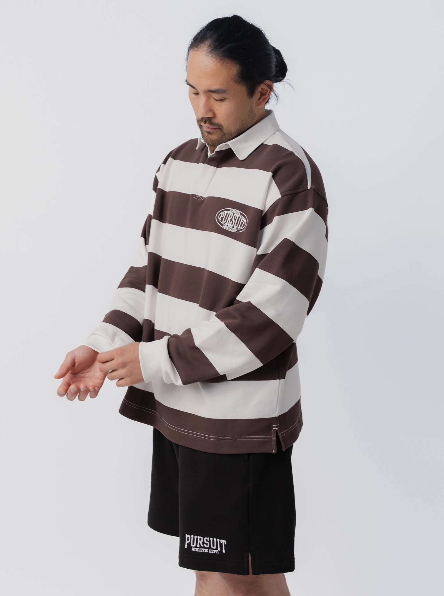 Striped Rugby Jersey in Umber & White Chic Street Microfiber Interior
