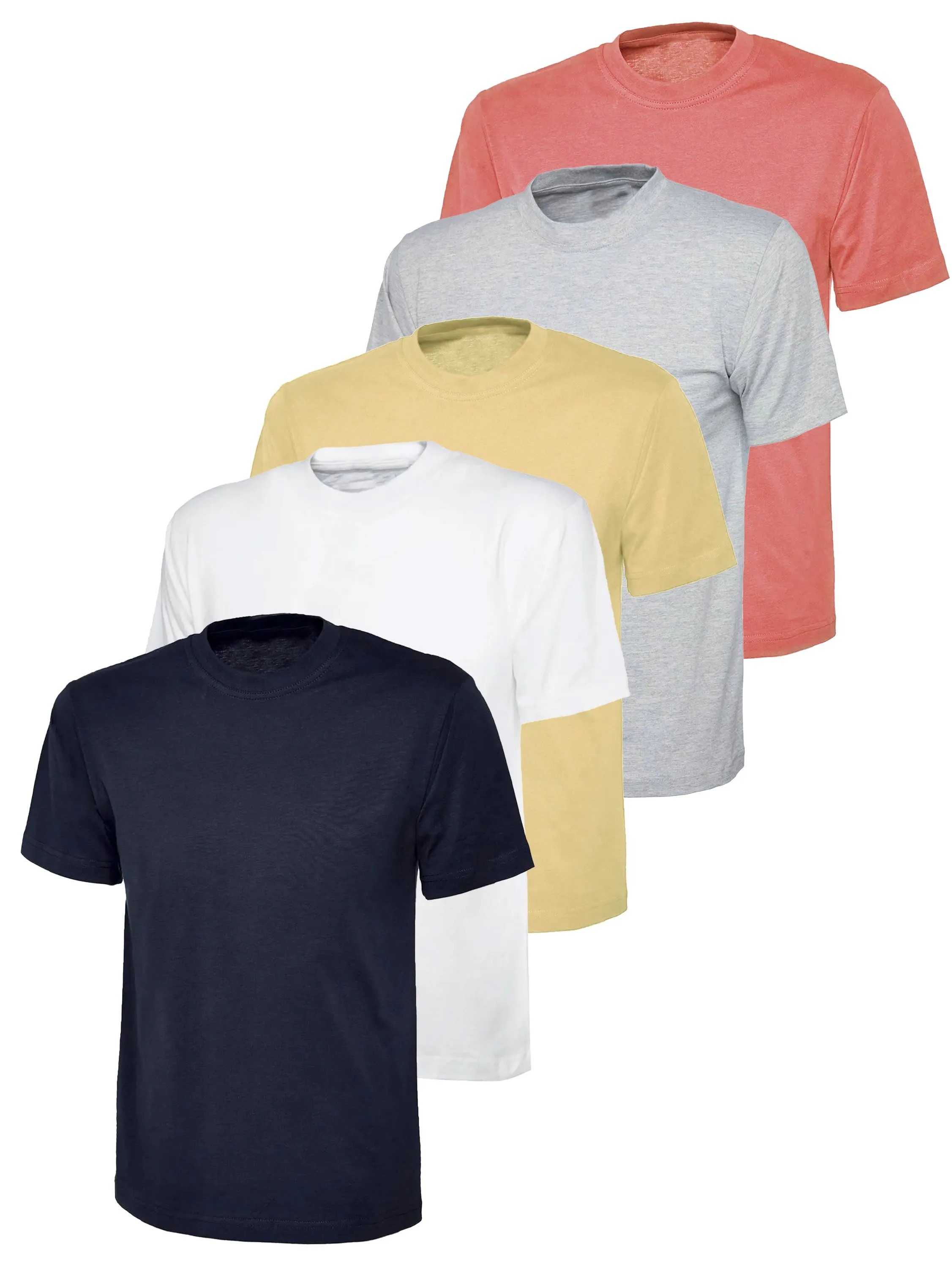 Kruze | Womens Crew Neck T-Shirts (5 Pack) Seam Free Back Lightweight Wear