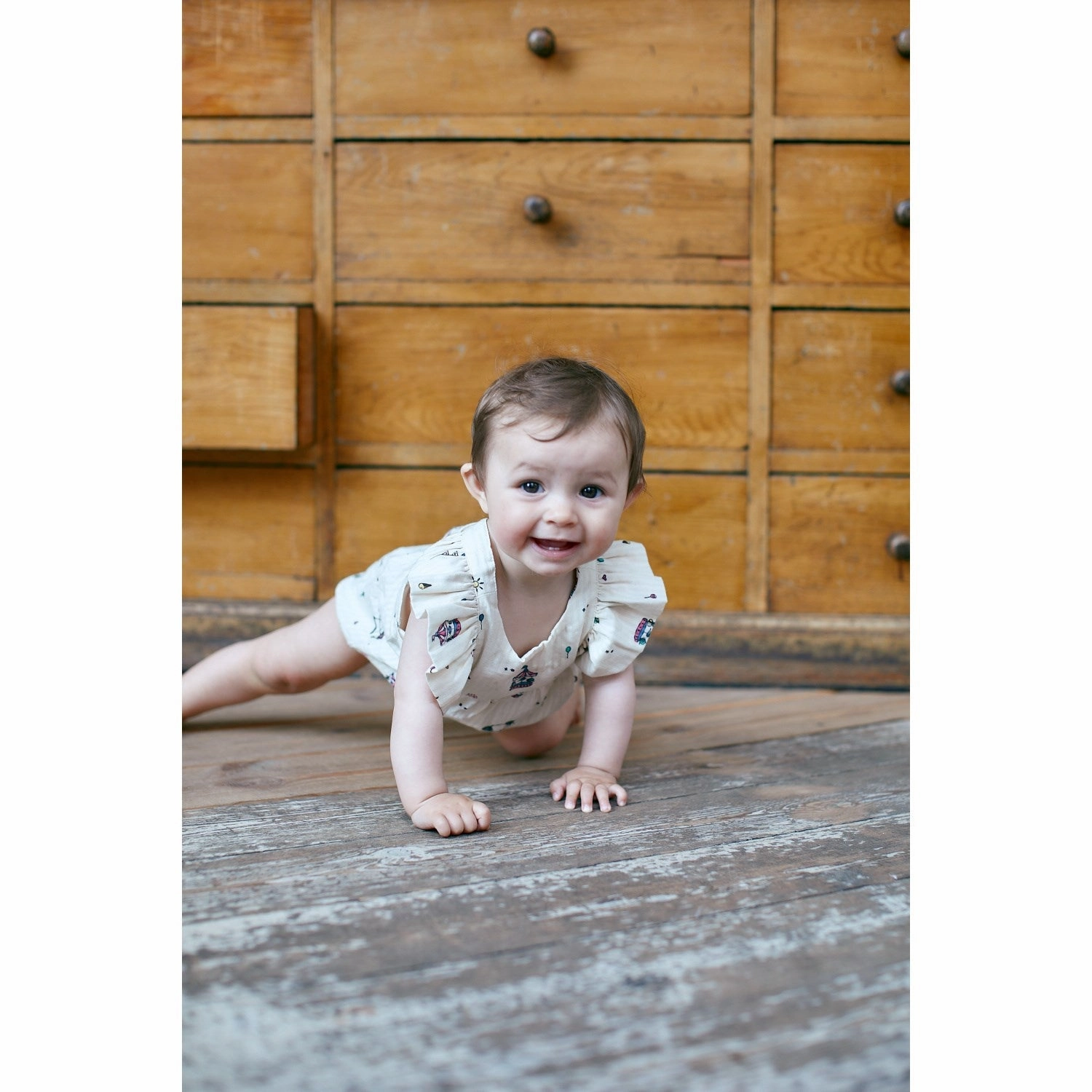 Eco Worker Retro Teen Copenhagen Colors Cream Tivoli Print Printed Romper W. Suspencers