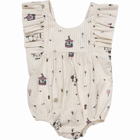 Training Sporty Casual Bold Copenhagen Colors Cream Tivoli Print Printed Romper W. Suspencers