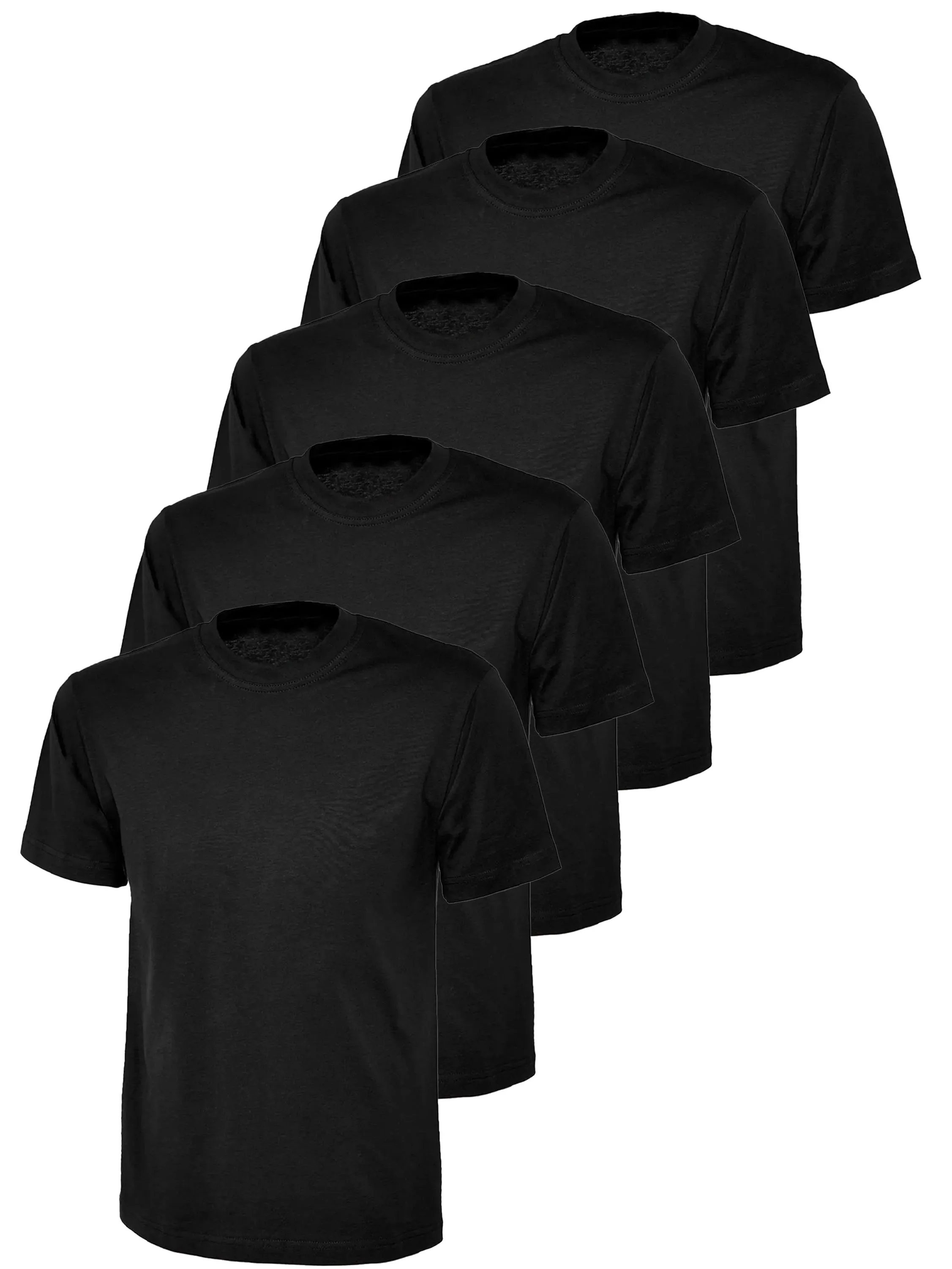 Loose fitting comfort Light and Breathable Kruze | Womens Crew Neck T-Shirts (5 Pack) - Black