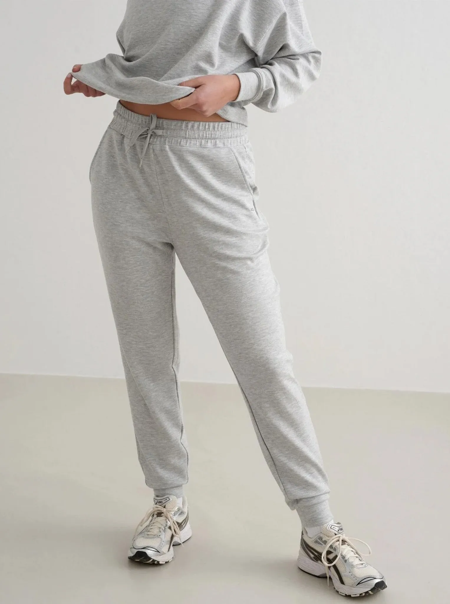 Quick Release Buckle Light Grey Melange Comfy Modal Pants