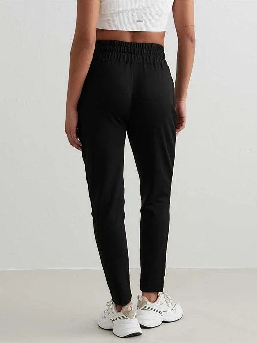 Black Comfy Sweatpants Lightweight Weave BreathableFabric