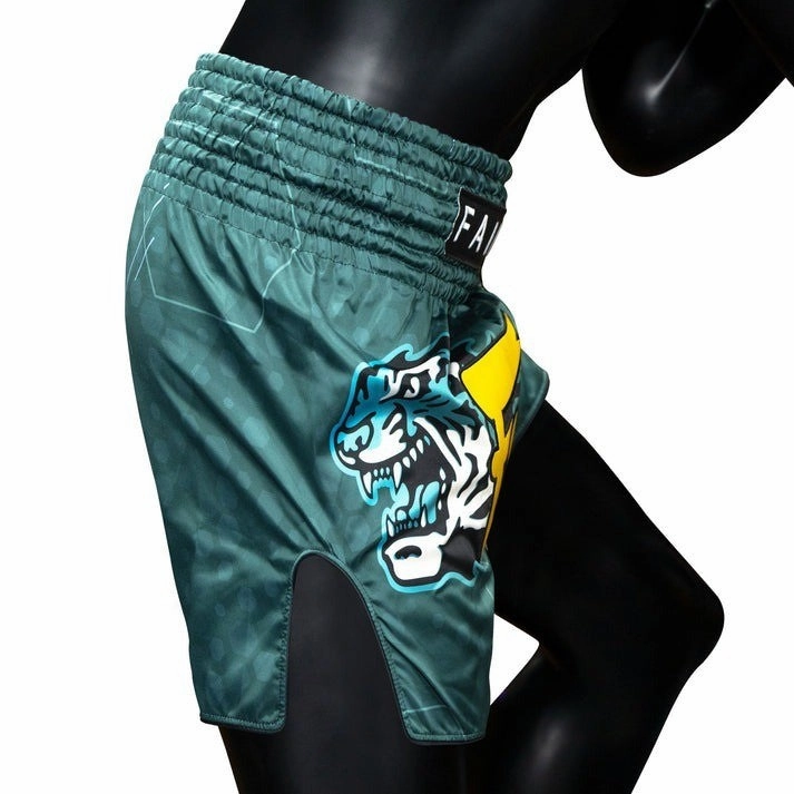 Fairtex Jungle Hunter Muay Thai Shorts BS1952 Green Kickboxing Quick Access Zip Pockets