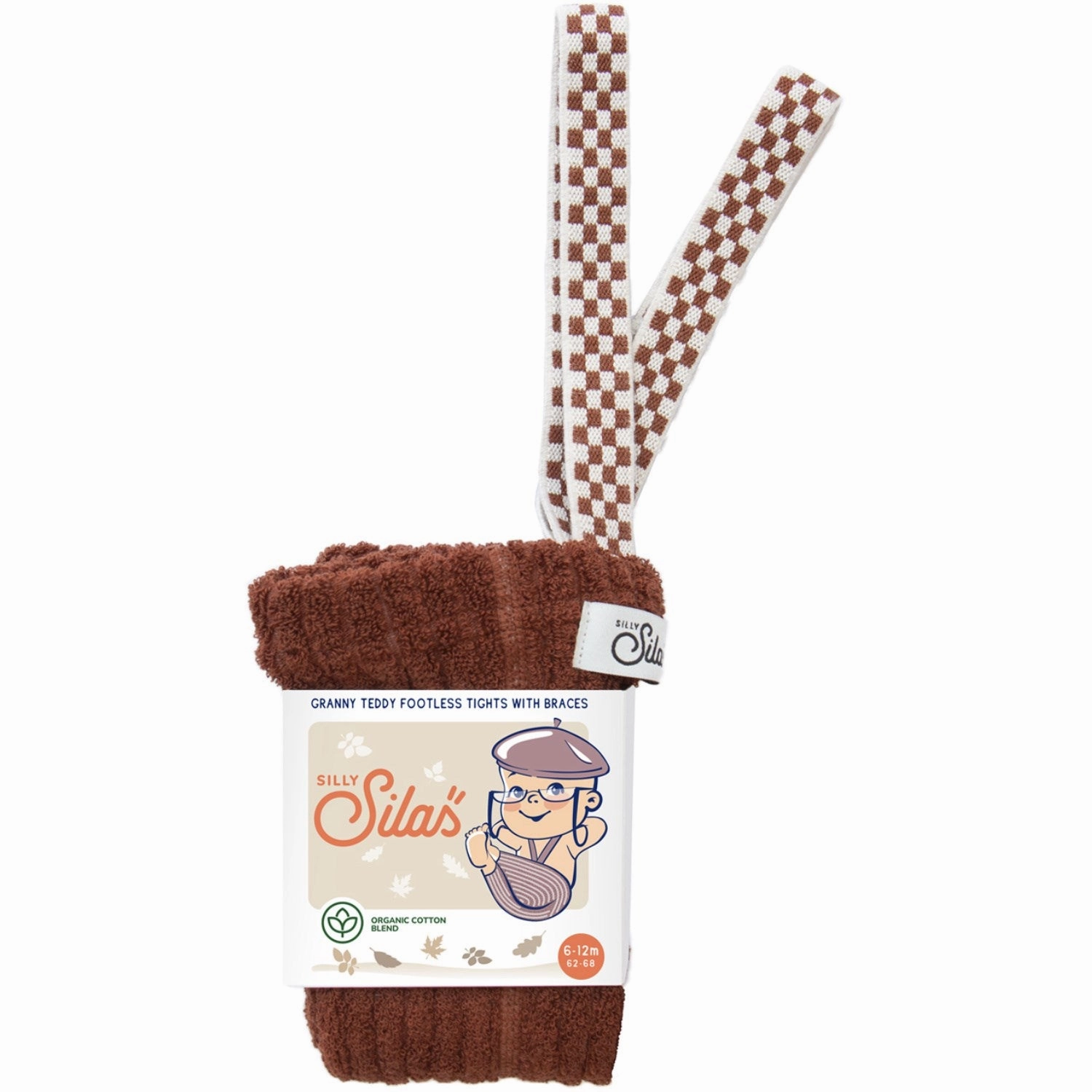 Silly Silas Cinnamon Checked Granny Teddy Footless Tights Anti Odor Technology