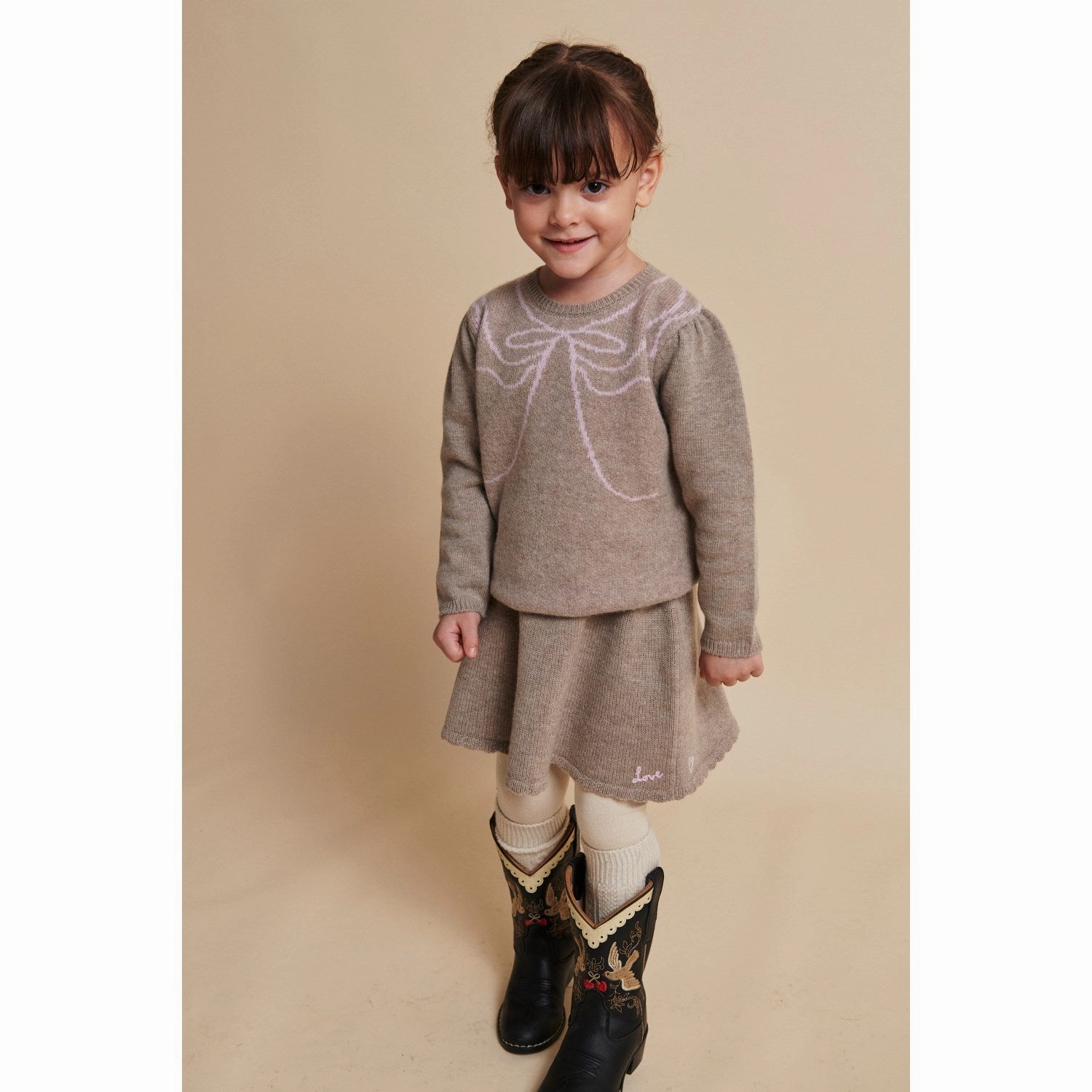 COPENHAGEN COLORS Sand Mel Cashmere Skirt W. Emb. Synthetic Blend