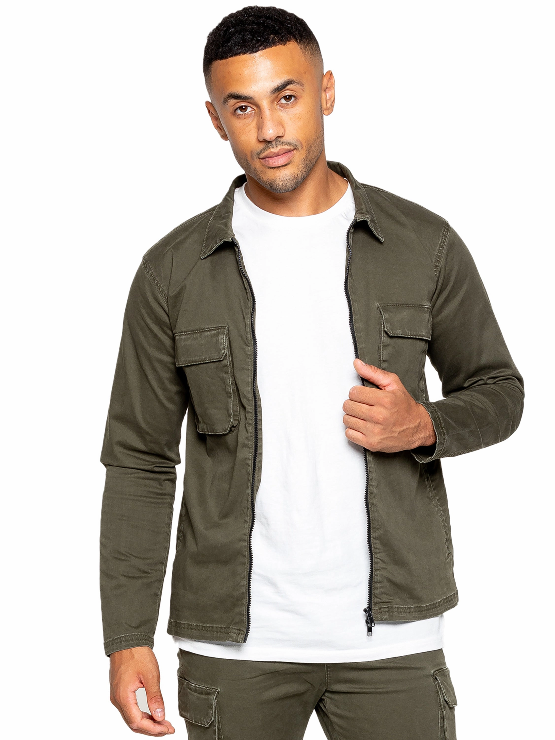 Enzo | Mens Cargo Overshirt Jacket Trendy Outfit Reinforced Buttonholes