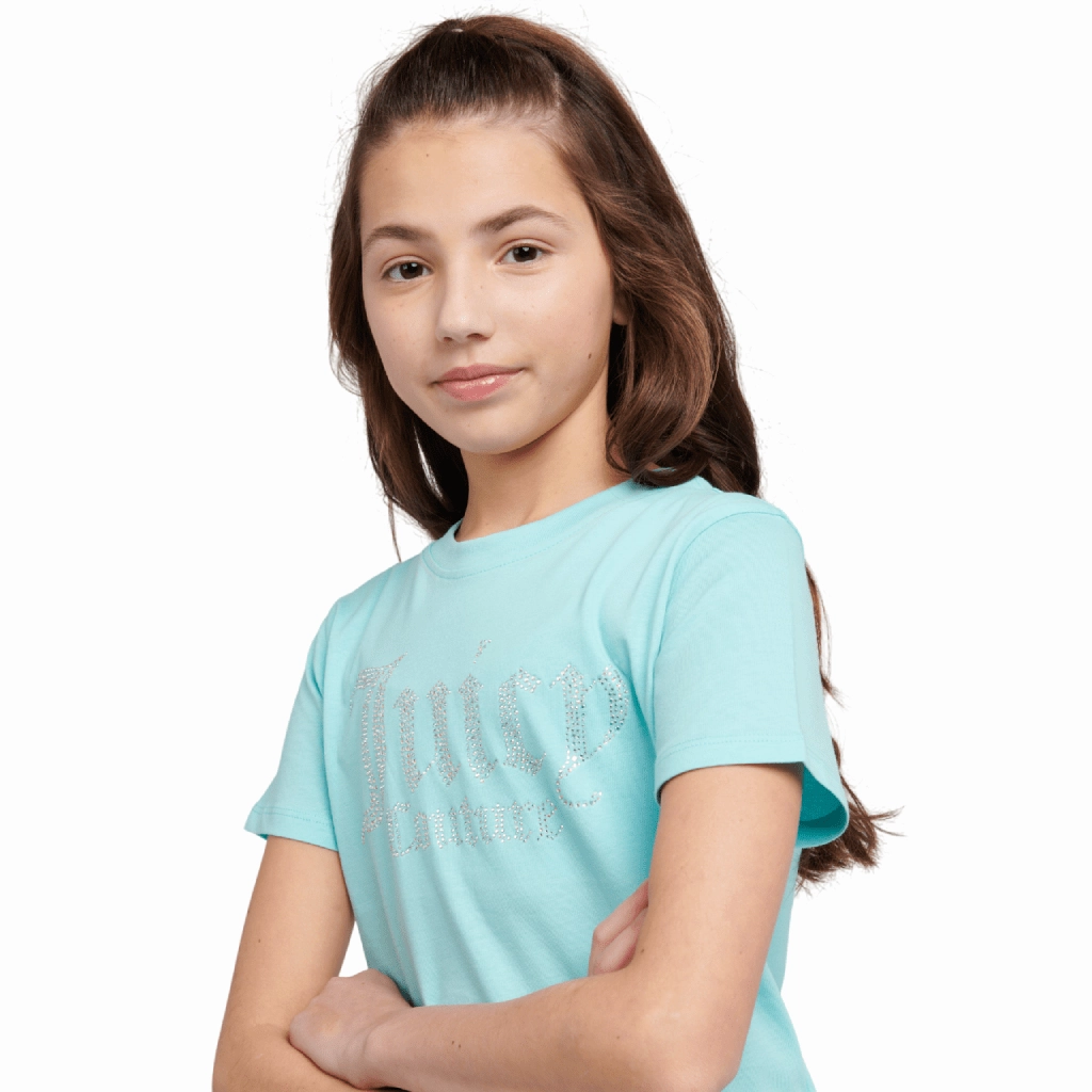 Juicy Couture Diamante Fitted Tee Junior UV Protection Quick-Dry Fabric