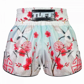 TUFF Muay Thai Shorts Akai Tsuru The Red Crane RMS114 Durable Weave Fabric Running Gear