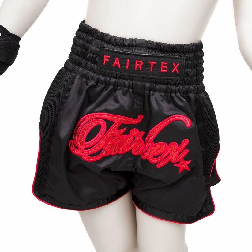 Fairtex Kids Muay Thai Shorts Midnight Black / Red Kickboxing BSK2104 Minimalist Style