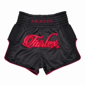 Balanced Design adventure apparel Fairtex Kids Muay Thai Shorts Midnight Black / Red Kickboxing BSK2104
