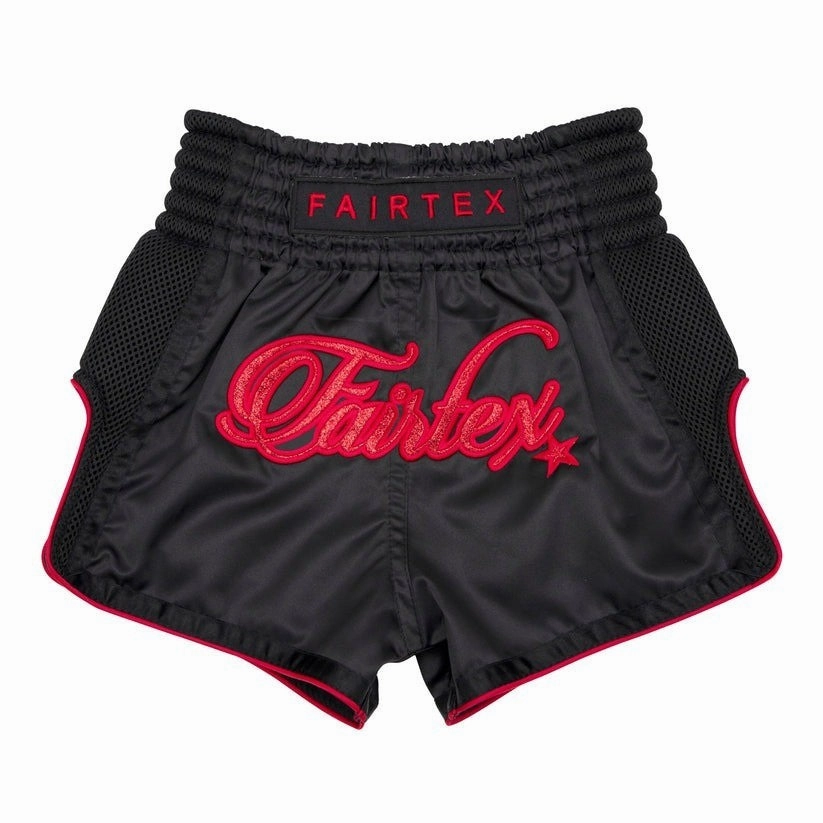 Balanced Design adventure apparel Fairtex Kids Muay Thai Shorts Midnight Black / Red Kickboxing BSK2104