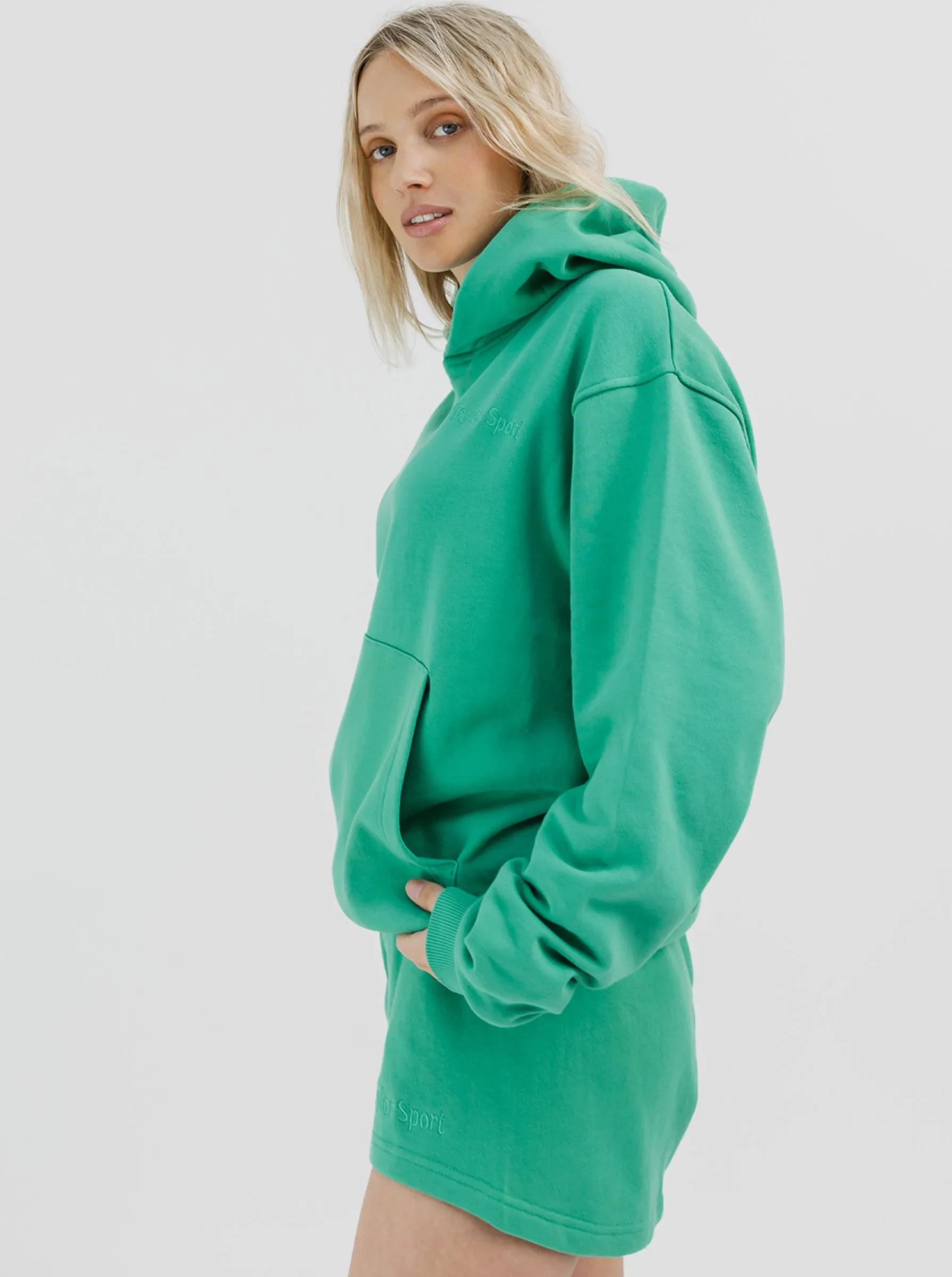 Drawstring Hood Summer Hoodie in Clover