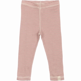 Petit Piao Nostalgic Rose/Dark Off White PPDante Leggings Merino Wool Striped Stretch Fit Budget Friendly