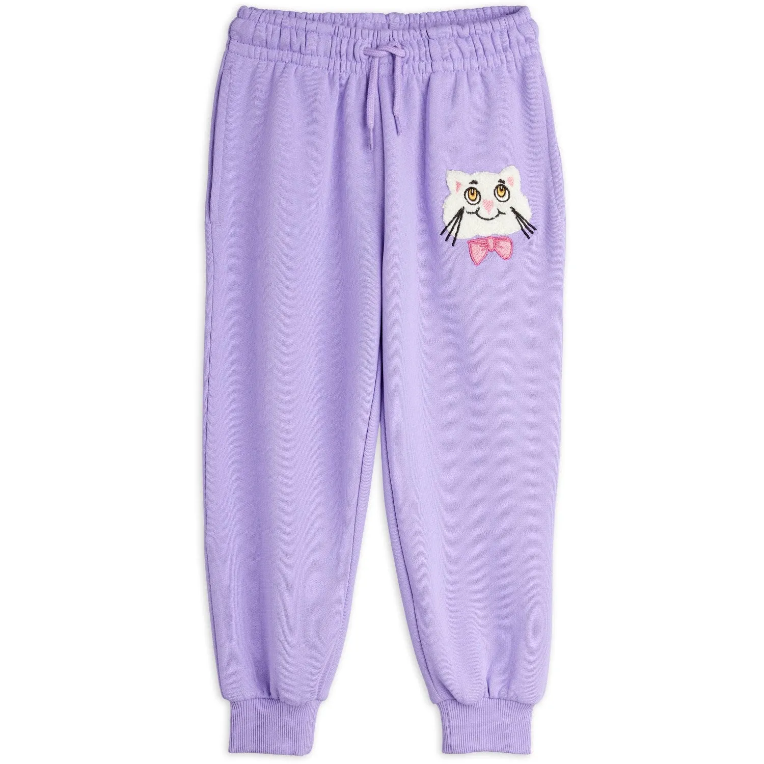 Durable Polyester Blend Mini Rodini Purple Cat With Bowtie Chenille Sweatpants