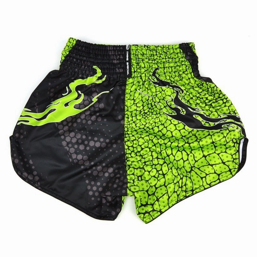 floral shorts formal alternative Twins Special CROCS Muay Thai Shorts Black / Green Kickboxing MMA