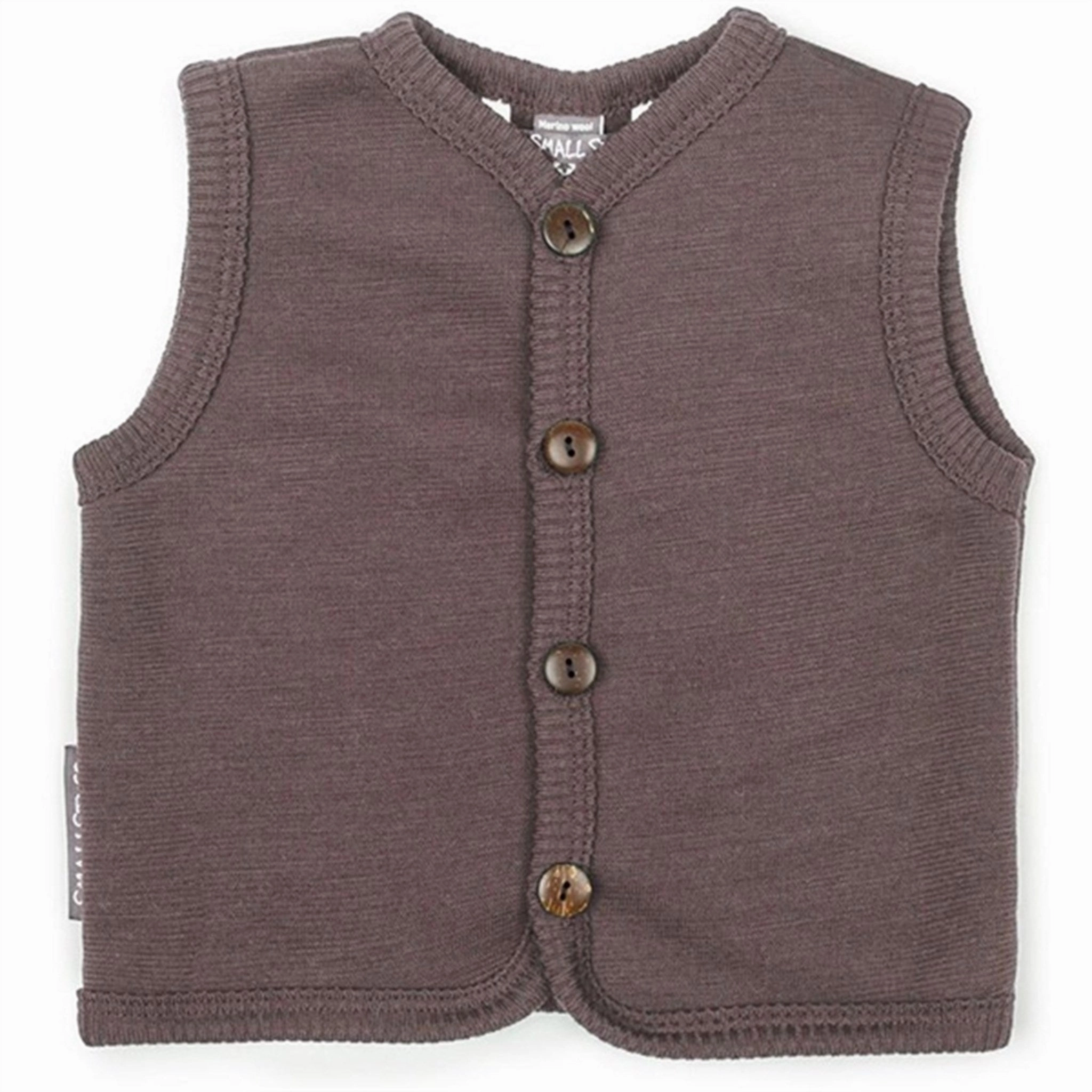 Plain Design Smallstuff Wool Vest with Buttons Rose Brown
