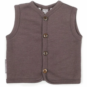 Plain Design Smallstuff Wool Vest with Buttons Rose Brown