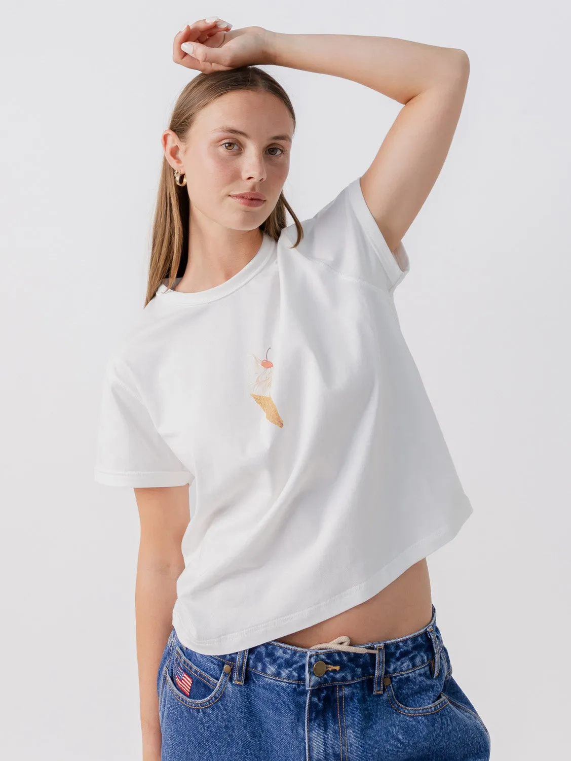 Cropped Tee Wrinkle Free Fabric