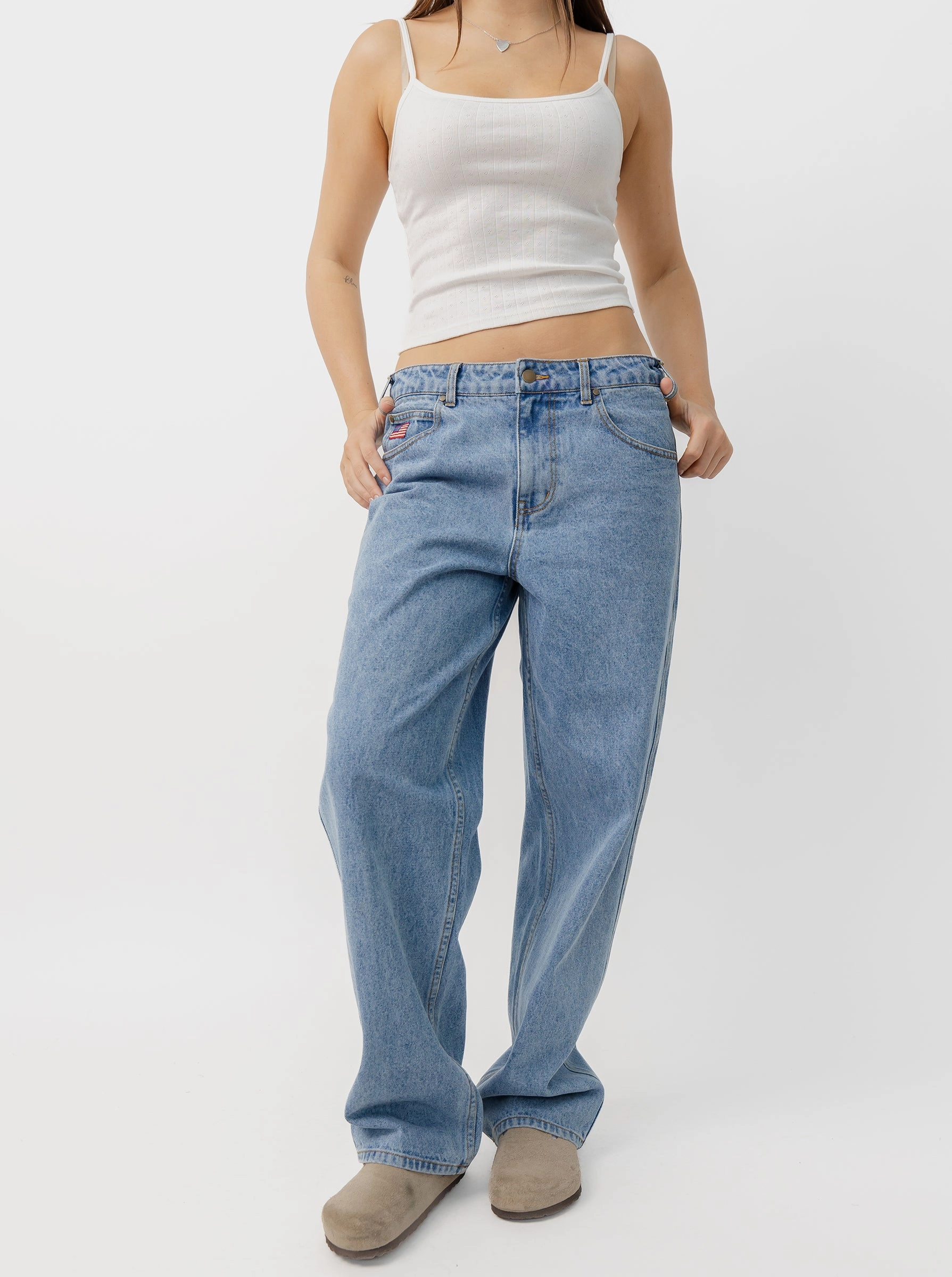 Layering Comfort RecycledPolyester Relaxed Denim Jeans
