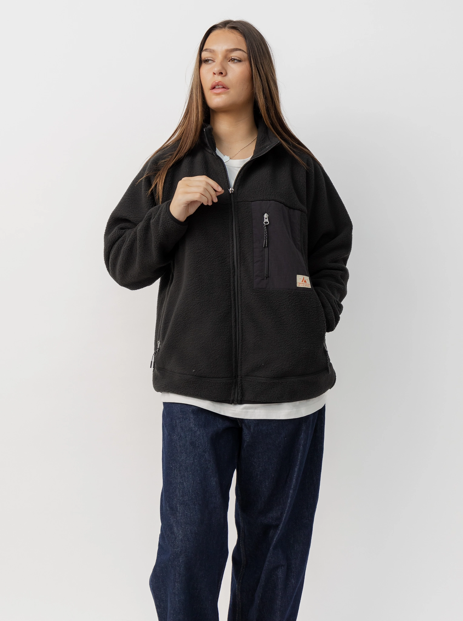 Slim Silhouette Oil Terra Sherpa Jacket