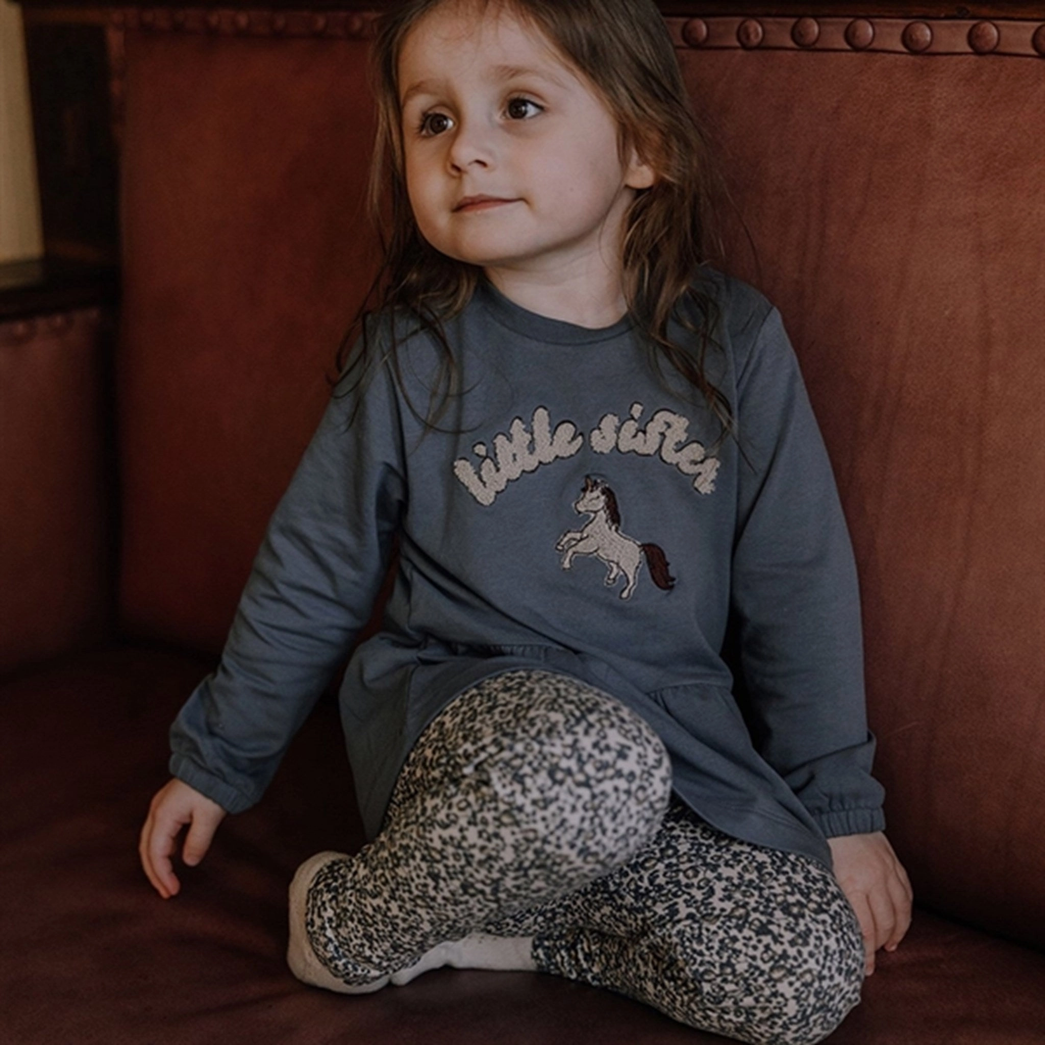 That's Mine Flores Sandshell/Blue Elois Leggings Dance Practice Rib Knit